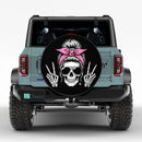 Funny Skull Pink Turban Girl Jeep Custom Wheel Cover With Camera Hole