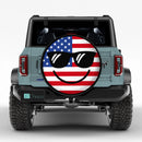 Funny Smile Face American Flag Car Spare Tire Cover