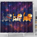 Funny Three Cats In Galaxy Shower Curtain
