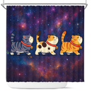 Funny Three Cats In Galaxy Shower Curtain