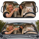 Funny Woman Meme Cat Car Auto Sunshades