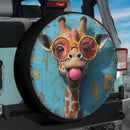 Funny Giraffe On Wood Metal Jeep Car Spare Tire Cover
