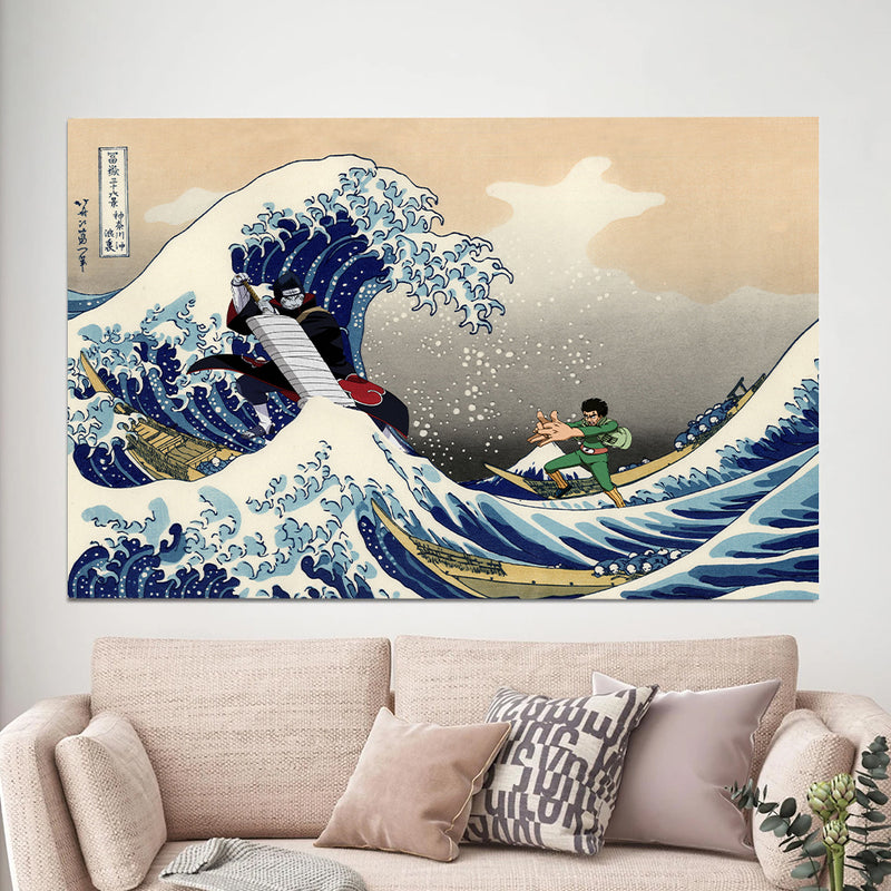 Gai Vs Kisime Anime The Great Wave Japan - Living Room - Canvas Wall Art - Print - Wall Decor