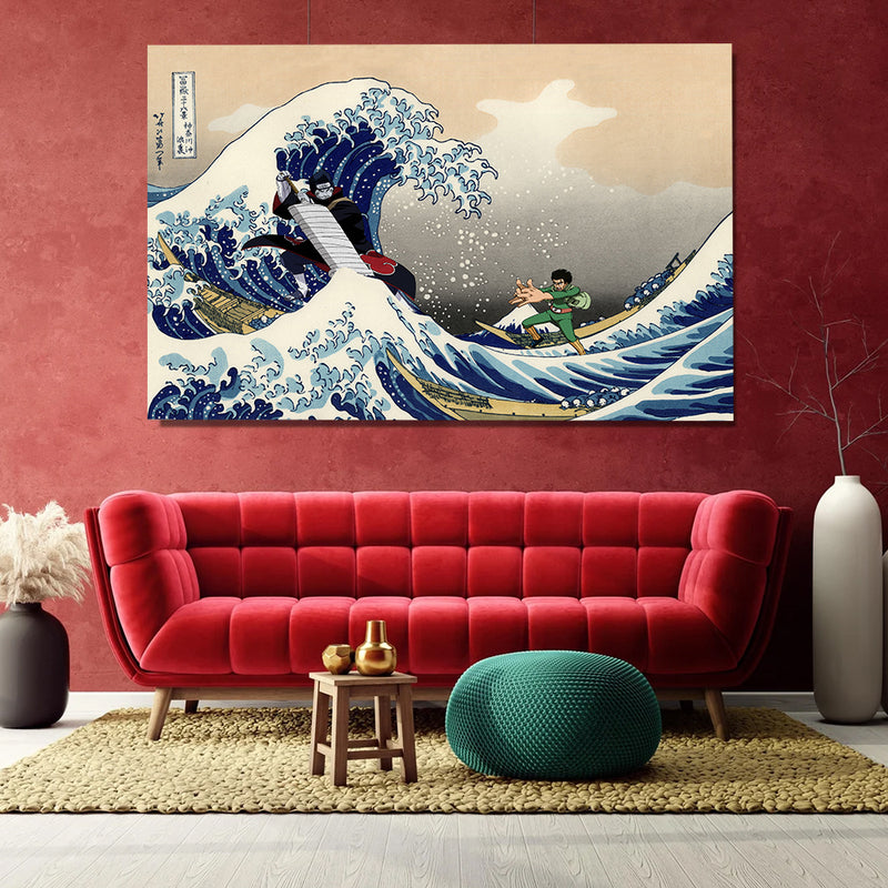 Gai Vs Kisime Anime The Great Wave Japan - Living Room - Canvas Wall Art - Print - Wall Decor