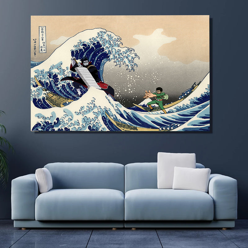 Gai Vs Kisime Anime The Great Wave Japan - Living Room - Canvas Wall Art - Print - Wall Decor