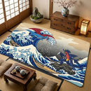 Garchomp x Mega Salamence Pokemon The Great Wave Rectangular Area Rug