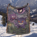 Gastly Haunter Gengar Pokemon Woven Throw Blanket