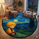 Zenitsu Chill Starry Night Carpet Round Rug