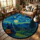 Totoro Travel Starry Night Carpet Round Rug