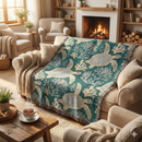 Sea Turtle Pattern Woven Throw Blanket