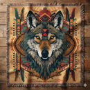 Boho Native Wolf Soul Woven Throw Blanket