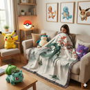 Rayquaza Pokemon In The Japan Landscape Woven Throw Blanket