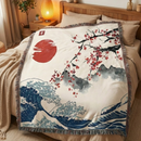 The Great Wave Japan Landscape Woven Throw Blanket