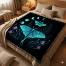 Mystic Luna Moth & Mushrooms Woven Throw Blanket