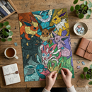 Eevee Evolution Pokemon Stained Jigsaw Puzzle