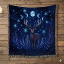 Celestial Moon Deer Woven Throw Blanket