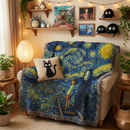 Starry Night No Face Ghibli Woven Throw Blanket