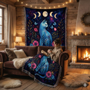 Celestial Moon Cat Woven Throw Blanket