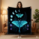 Mystic Luna Moth & Mushrooms Woven Throw Blanket
