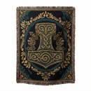 Thor Hammer Mjolnir Viking Woven Throw Blanket