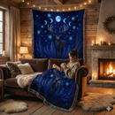 Celestial Moon Deer Woven Throw Blanket