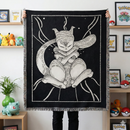 Zen Mewtwo Minimal Pokemon Woven Throw Blanket