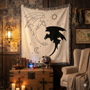Yin Yang Toothless And Light Fury Sun Moon Woven Throw Blanket