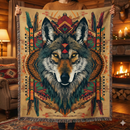 Boho Native Wolf Soul Woven Throw Blanket