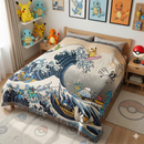 Pokemon The Great Wave Japan Woven Throw Blanket