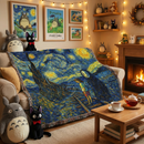 Starry Night No Face Ghibli Woven Throw Blanket