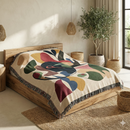 Abstract Multicolor Leaf Modern Artistic Design Woven Throw Blanket
