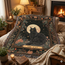 Black Cat Tarot Woven Throw Blanket