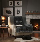 Funny Black Cat Coffee Woven Throw Blanket