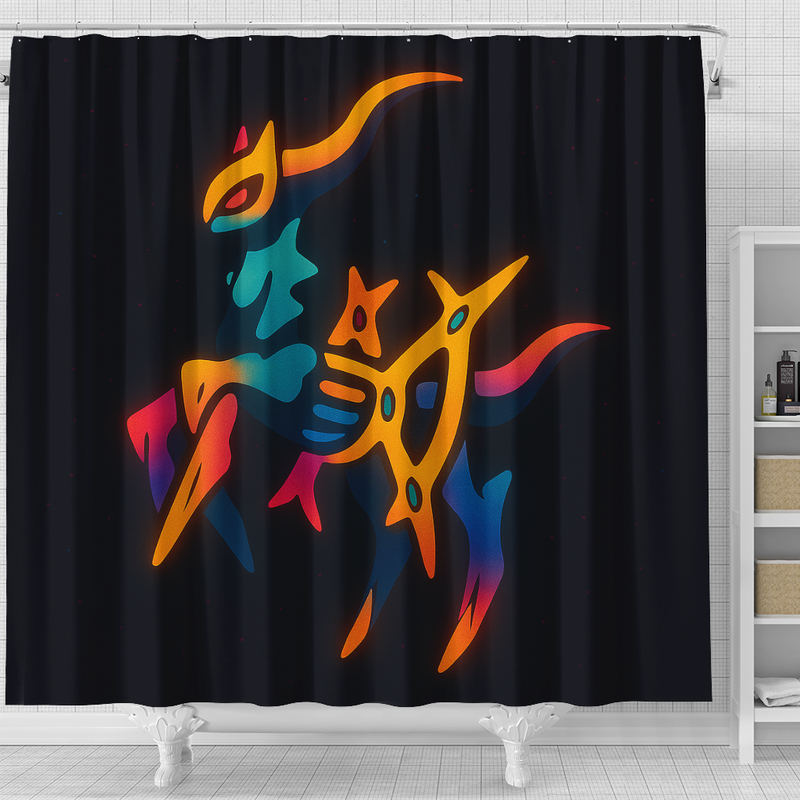 Arceus Pokemon Color Line Shower Curtain