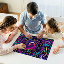 Neon Gengar Psychedelic Swirl Jigsaw Puzzle