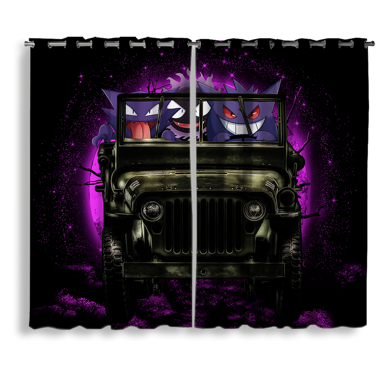 Gengar Pokemon Ghost Halloween Moonlight Jeep Funny Window Curtain