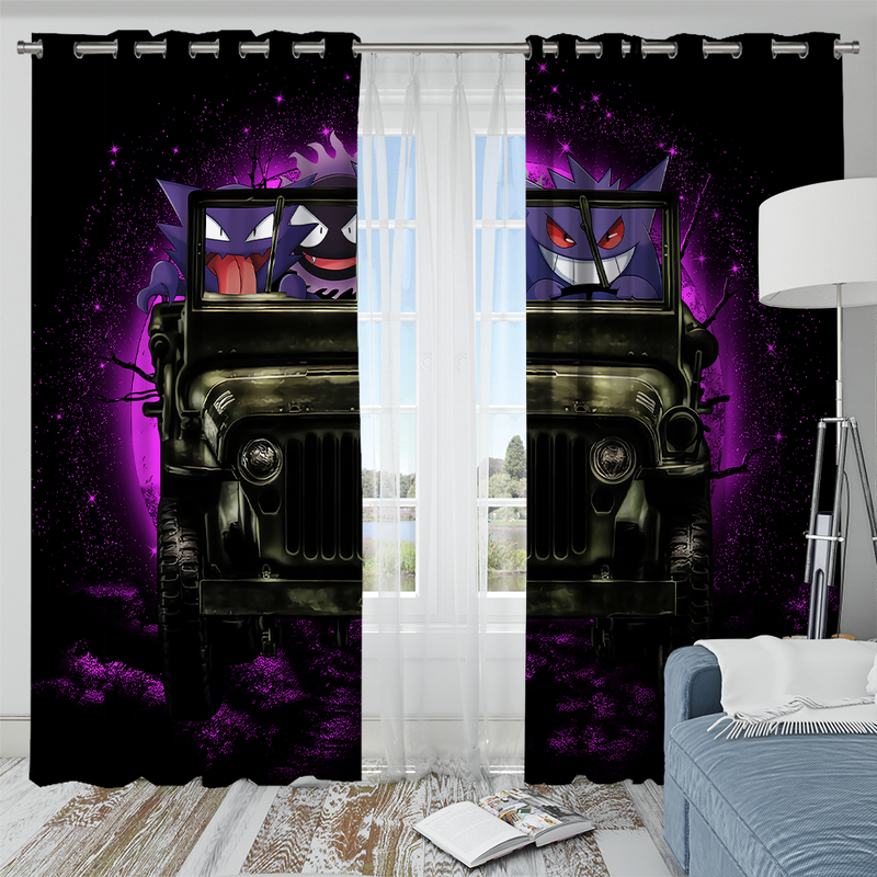 Gengar Pokemon Ghost Halloween Moonlight Jeep Funny Window Curtain