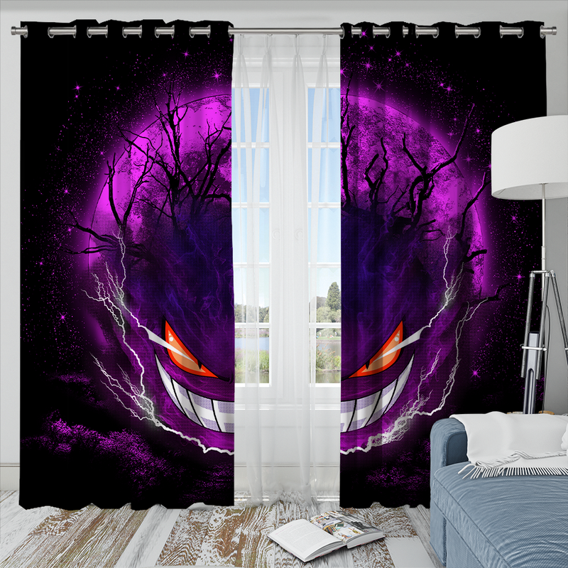 Gengar Pokemon Ghost Scary Moonlight Window Curtain