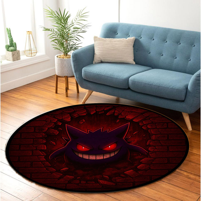 Gengar Pokemon Break Wall Round Rug