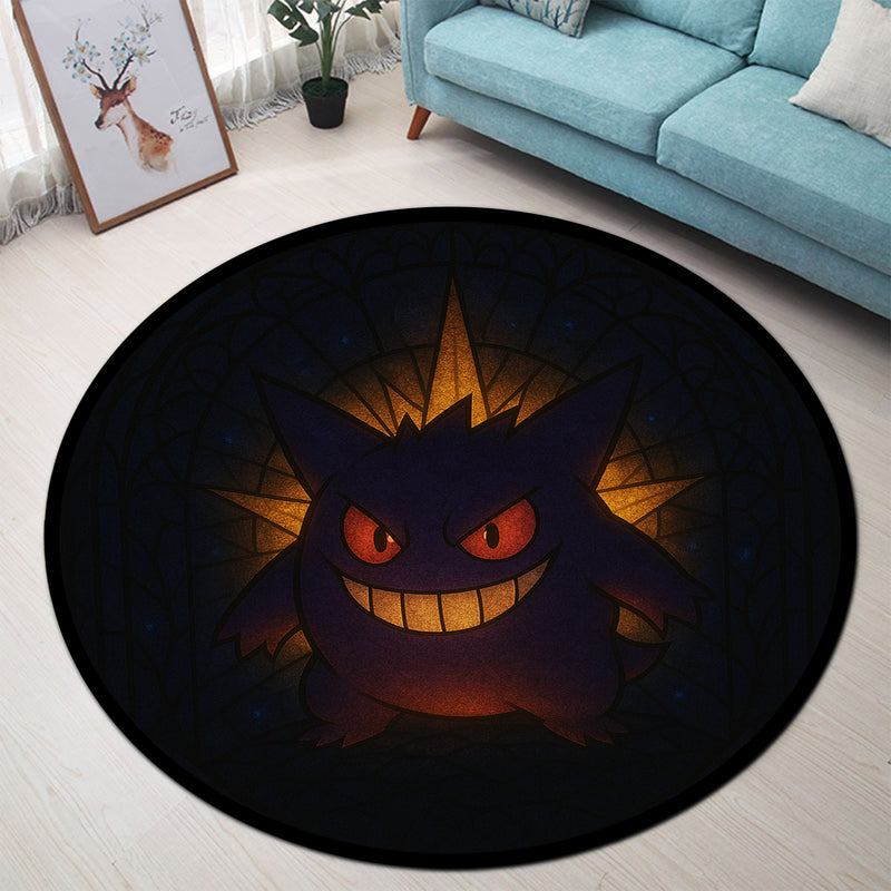 Pokemon Gengar Stained Glass Round Rug
