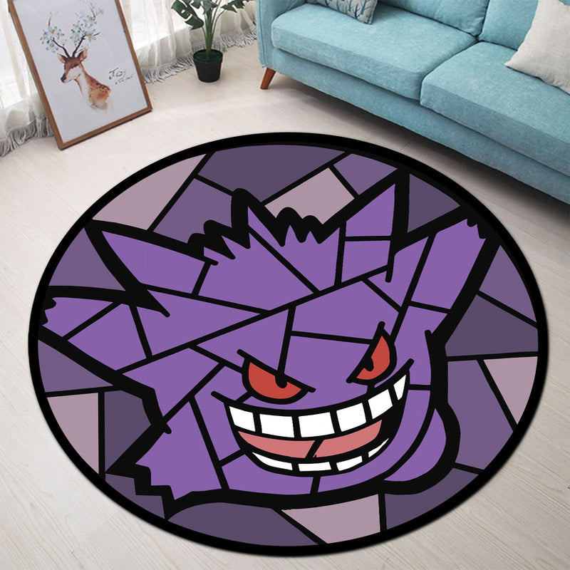 Gengar Pokemon Stained Glass Round Rug