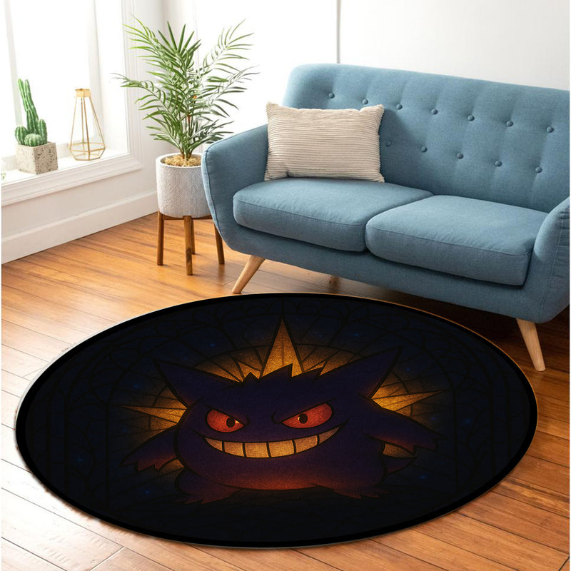 Pokemon Gengar Stained Glass Round Rug