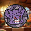 Gengar Pokemon Round Stained Glass Suncatcher