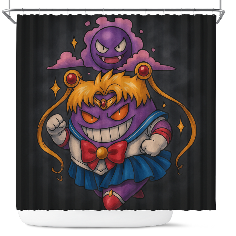 Gengar Pokemon x Sailormoon Shower Curtain