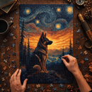 German Shepherd Starry Night Jigsaw Puzzle