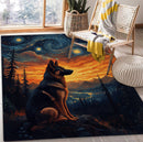 German Shepherd Starry Night Rectangular Area Rug