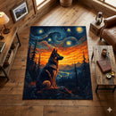 German Shepherd Starry Night Rectangular Area Rug