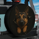 German Shepherd Dog In A Torn Bag Jeep Car Spare Tire Cover