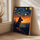 German Shepherd Dog Setting In A Fantasy Starry Night - Living Room - Canvas Wall Art - Print - Wall Decor