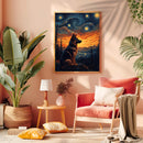 German Shepherd Dog Setting In A Fantasy Starry Night - Living Room - Canvas Wall Art - Print - Wall Decor
